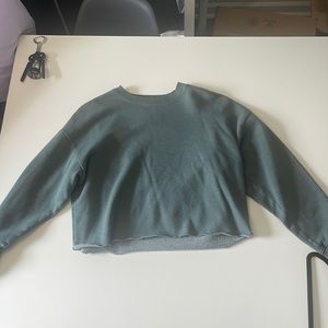 Crew cropped sweatshirt, green, small, American Eagle